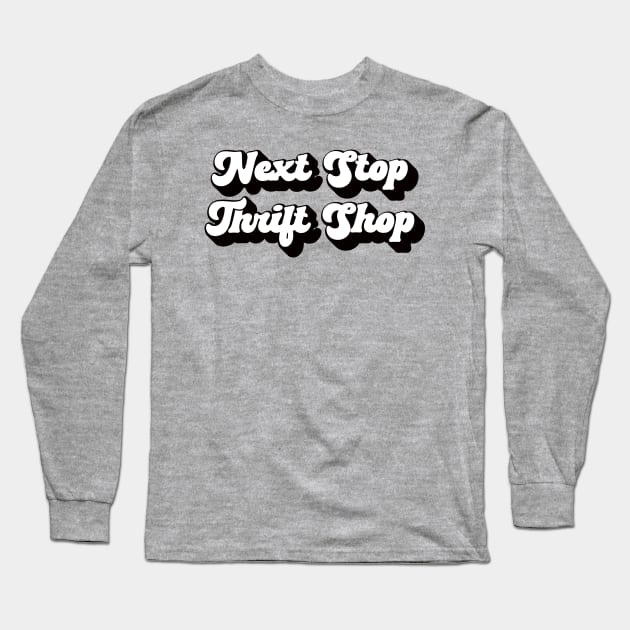 Lispe Next Stop Thrift Shop dark shadow Long Sleeve T-Shirt by Lispe